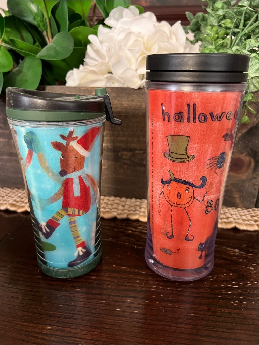 Starbucks Holiday Reindeer & Halloween Tumblers in Blue, Red, Green, Black